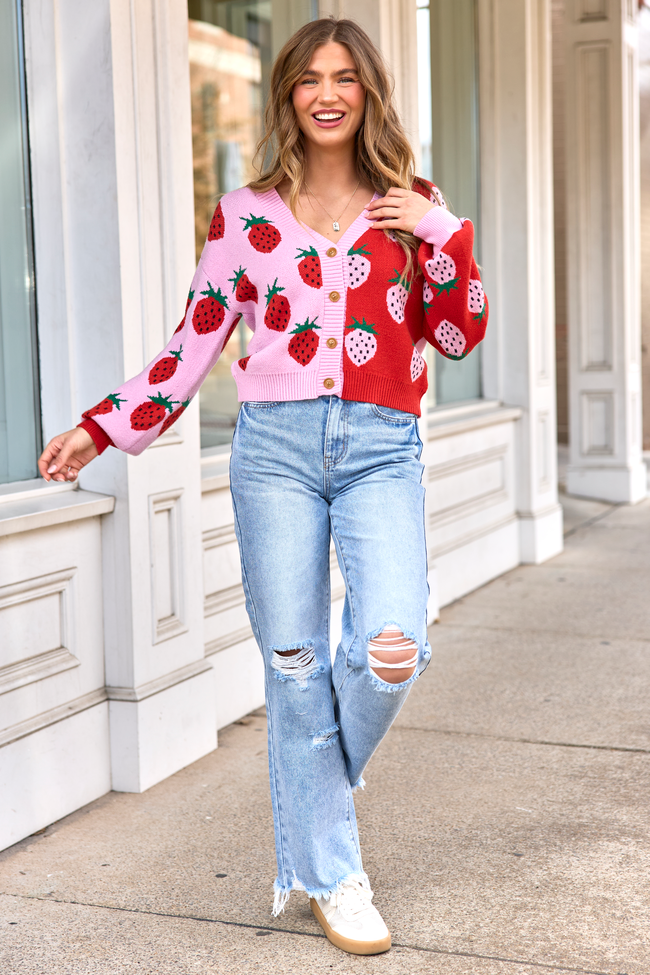 Wilder Pink And Red Strawberry Cardigan