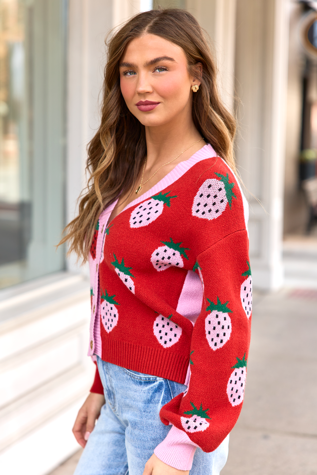 Wilder Pink And Red Strawberry Cardigan